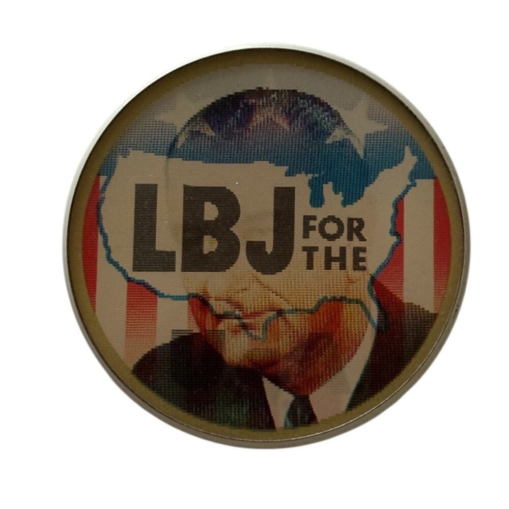 1964 LBJ for USA LYNDON B JOHNSON Veri-Vue Button pinback pin vari vue